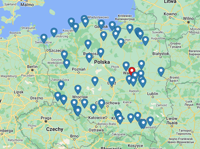 mapa hoteli w polsce